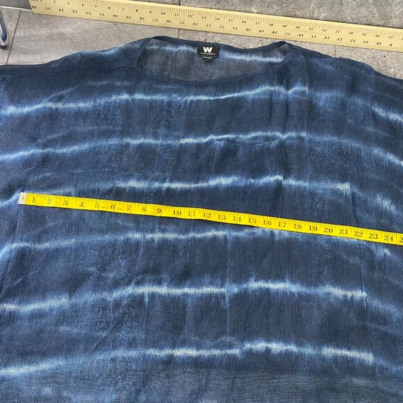 W by Worth Poncho Womens XP XS Blue White‎ Striped Lightweight Oversized Sheer - Picture 12 of 14